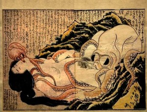 Hokusai 1820. Erotic wood block print