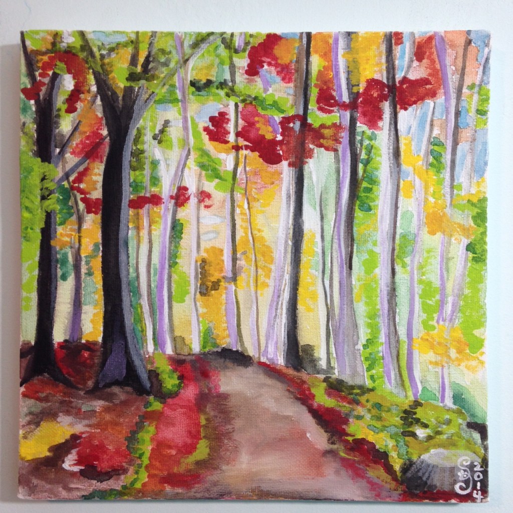 Autumn Forest- Tribute to Wolf Kahn Linda Cleary 2014 Watercolor & Acrylic on Canvas