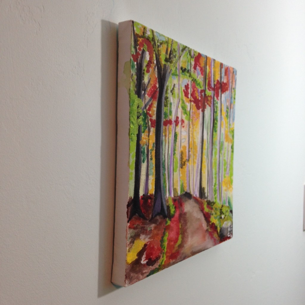 Side-View Autumn Forest- Tribute to Wolf Kahn Linda Cleary 2014 Watercolor & Acrylic on Canvas