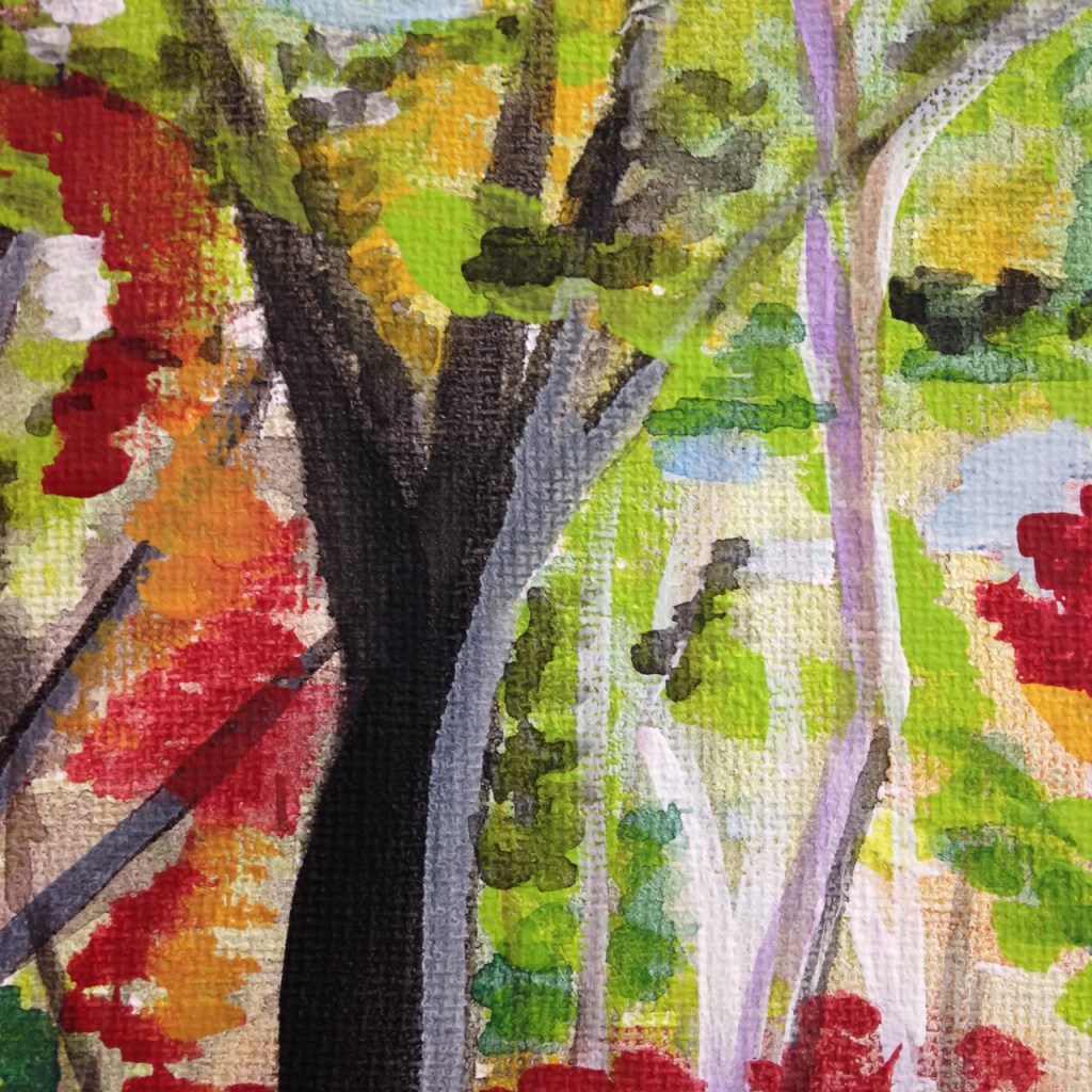 Close-Up 1 Autumn Forest- Tribute to Wolf Kahn Linda Cleary 2014 Watercolor & Acrylic on Canvas