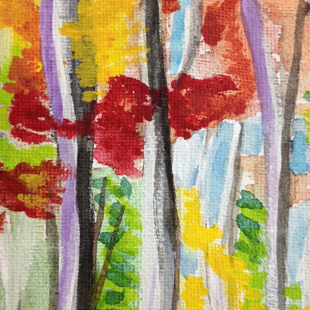 Close-Up 2 Autumn Forest- Tribute to Wolf Kahn Linda Cleary 2014 Watercolor & Acrylic on Canvas