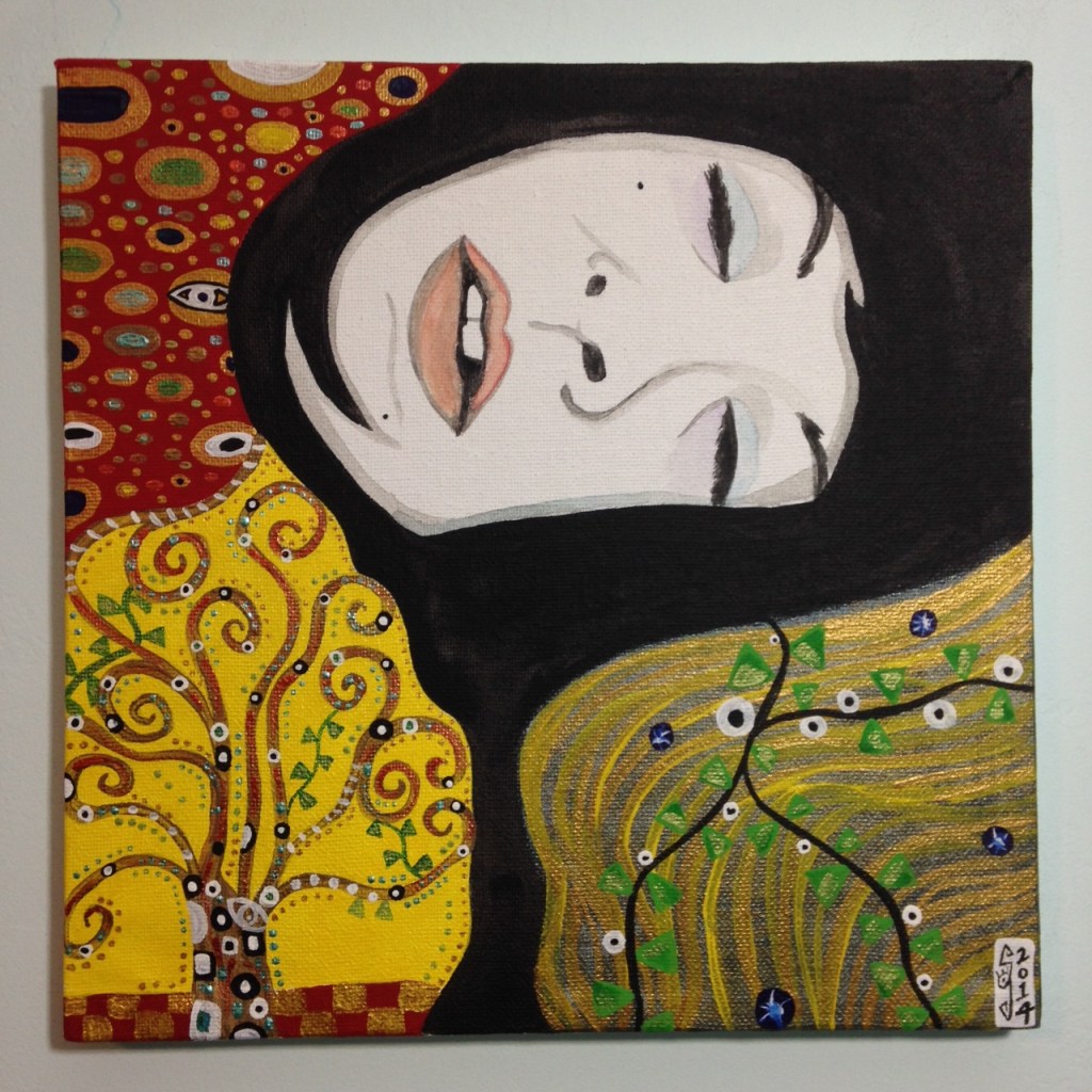 The Nap- Tribute to Gustav Klimt Linda Cleary 2014 Acrylic & Metallic Paint of Canvas