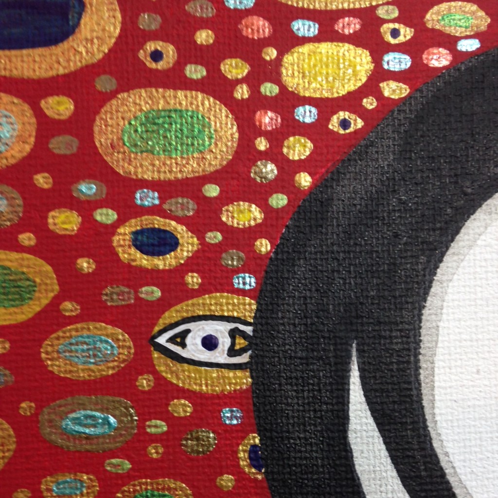 Close-Up 2 The Nap- Tribute to Gustav Klimt Linda Cleary 2014 Acrylic & Metallic Paint of Canvas