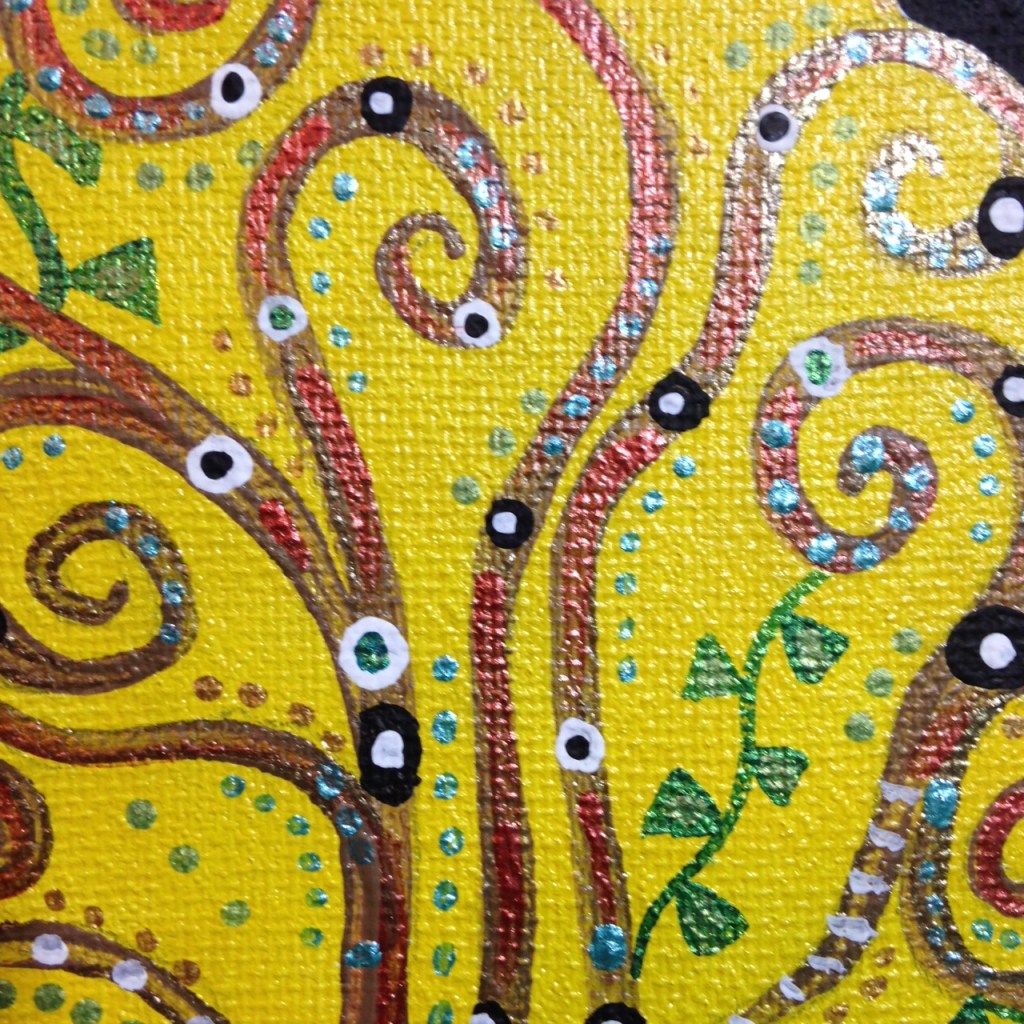 Close-Up 3 The Nap- Tribute to Gustav Klimt Linda Cleary 2014 Acrylic & Metallic Paint of Canvas