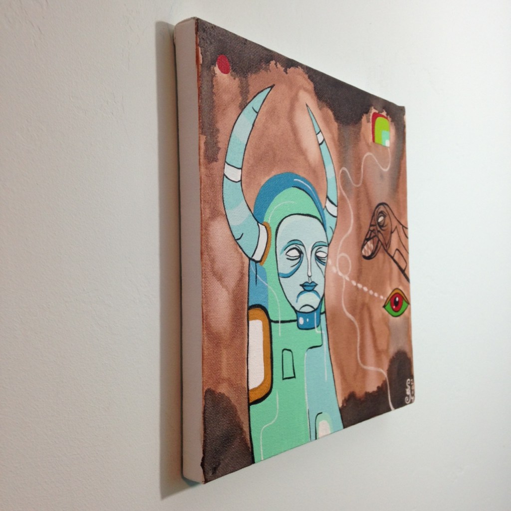 Side-View Eye Contact- Tribute to Doze Green Linda Cleary 2014 Ink & Acrylic on Canvas