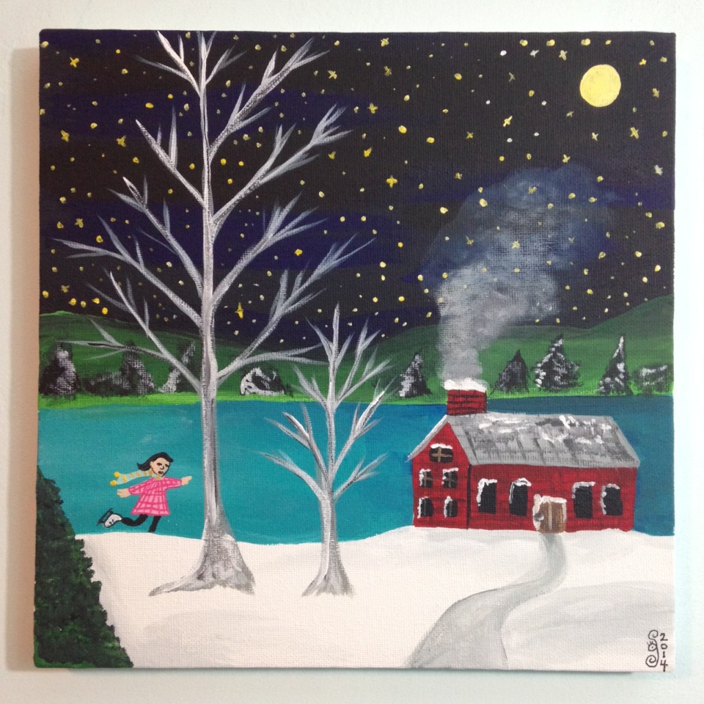 Next Year's Around the Corner- Tribute to Grandma Moses Linda Cleary 2014 Acrylic on Canvas