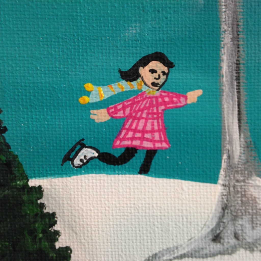 Close-Up 1 Next Year's Around the Corner- Tribute to Grandma Moses Linda Cleary 2014 Acrylic on Canvas