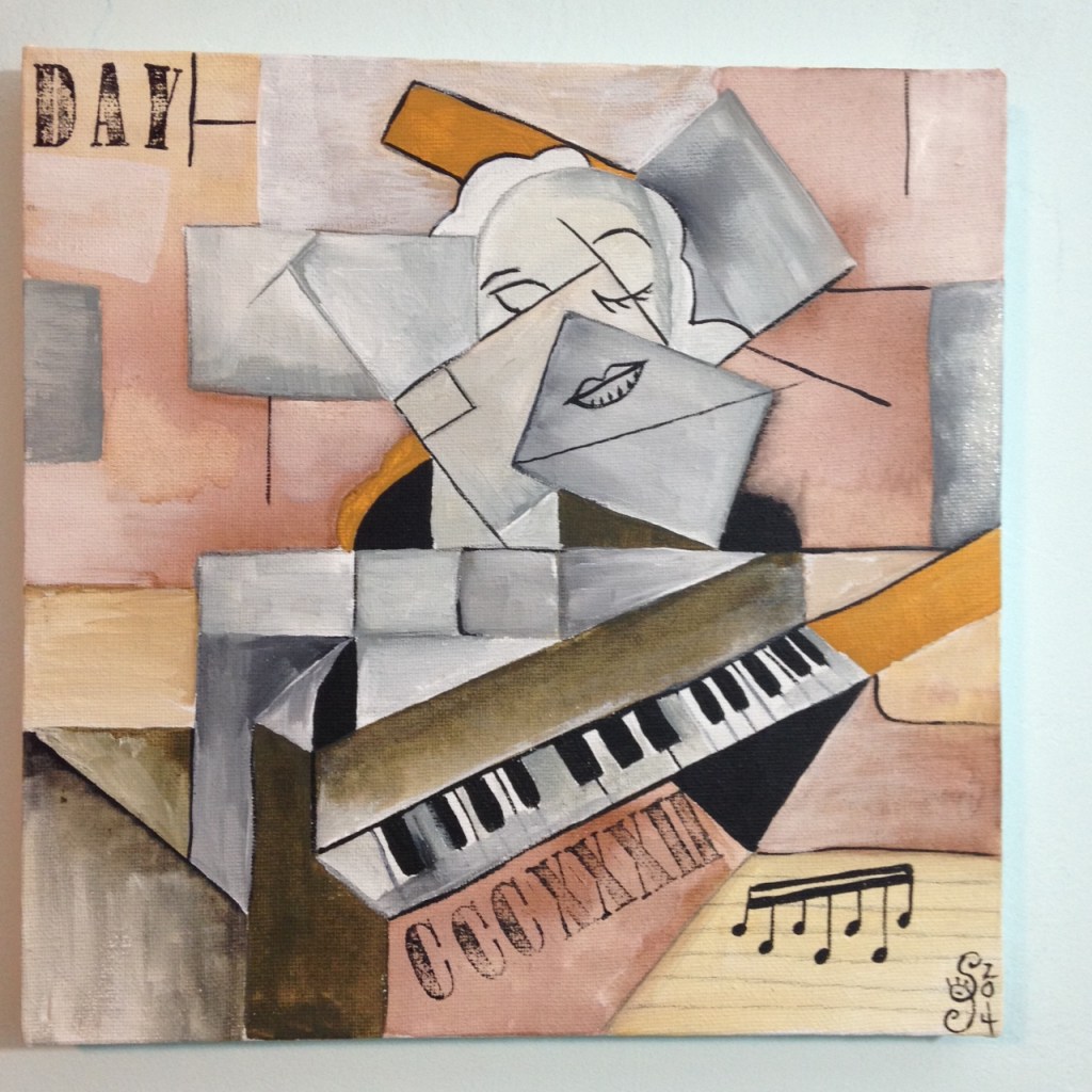 Woman at a Piano- Tribute to Georges Braque Linda Cleary 2014 Acrylic and Ink on Canvas