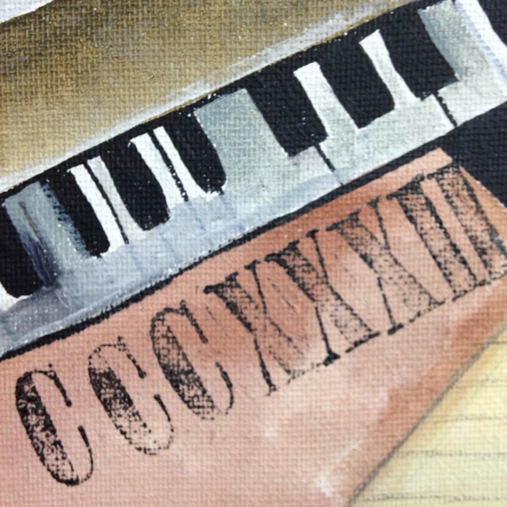 Close-Up 2 Woman at a Piano- Tribute to Georges Braque Linda Cleary 2014 Acrylic and Ink on Canvas