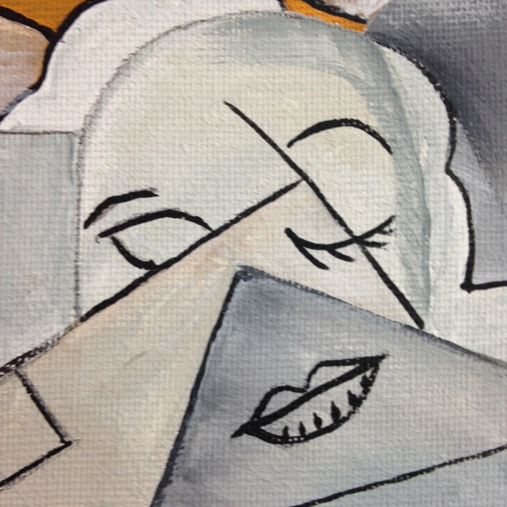 Close-Up 3 Woman at a Piano- Tribute to Georges Braque Linda Cleary 2014 Acrylic and Ink on Canvas