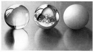 3 Spheres II- M.C. Escher