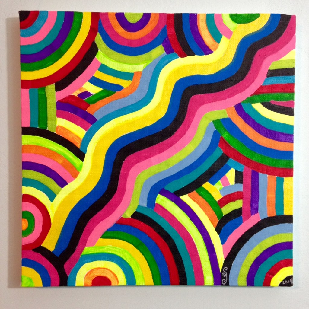 Laberinto del Arco Iris- Tribute to Marta Minujin Linda Cleary 2014 Acrylic on Canvas