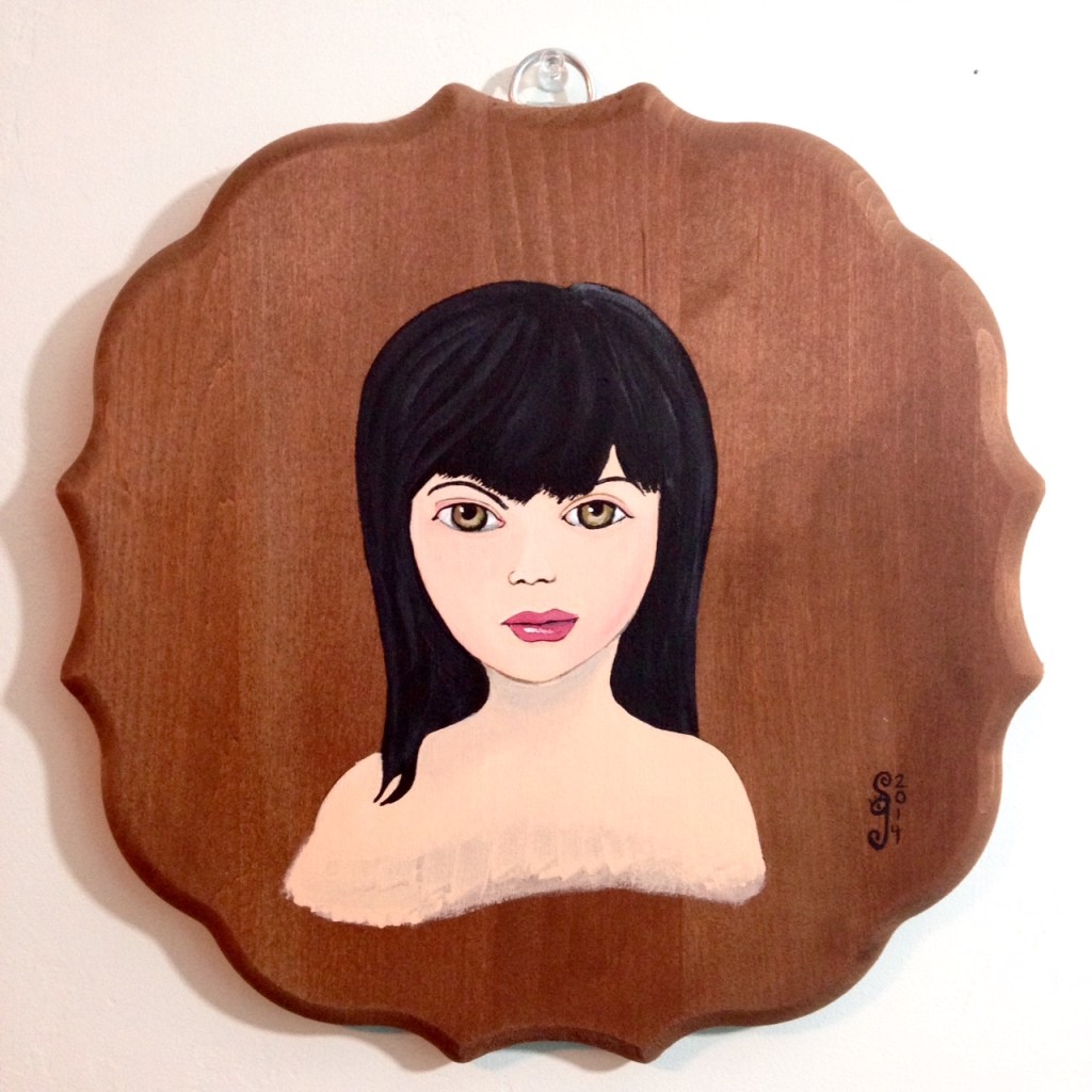 Self-Portrait- Tribute to Mark Ryden Linda Cleary 2014 Acrylic on Wood Panel
