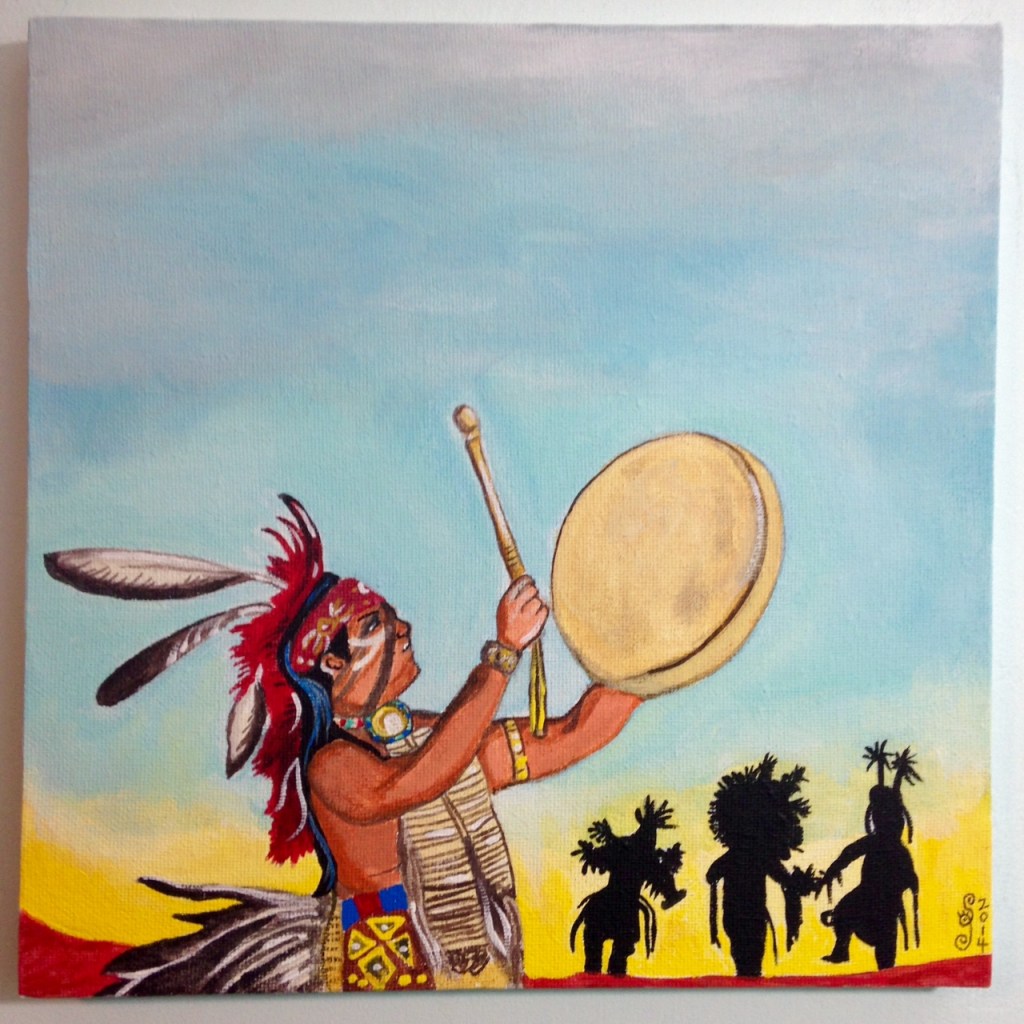 Navajo Dancers- Tribute to Robert Yellowhair Linda Cleary 2014 Acrylic on Canvas