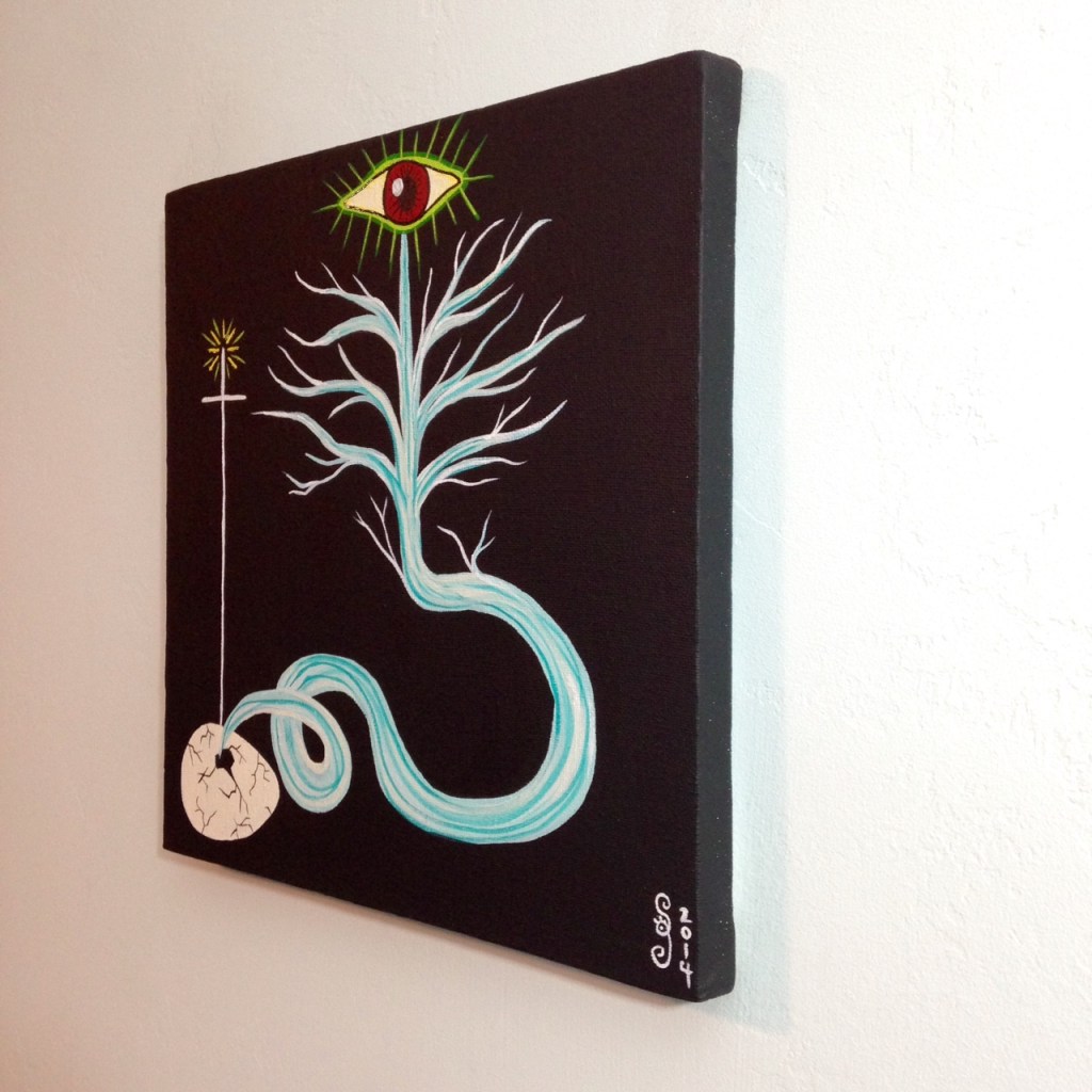 Side-View The Rebirth of Yggdrasil- Tribute to Daniel Higgs Linda Cleary 2014 Acrylic on Canvas