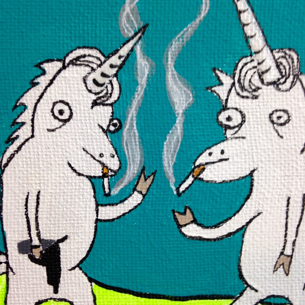 Close-Up 3 How 2 Be Cool- Tribute to Mark P. Wilson Linda Cleary 2014 Acrylic & Pen and Ink on Canvas