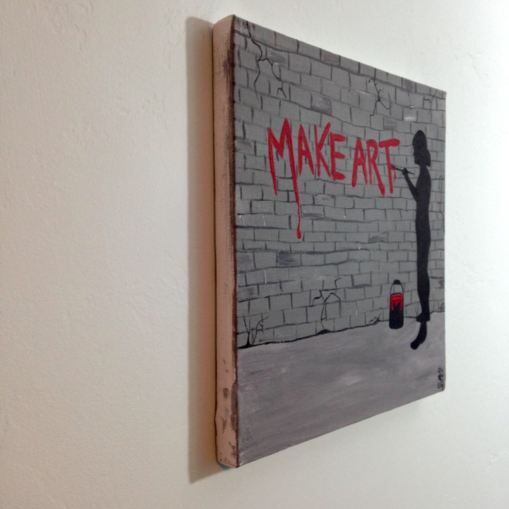 Side-View Make Art- Tribute to Banksy Linda Cleary 2014 Acrylic on Canvas