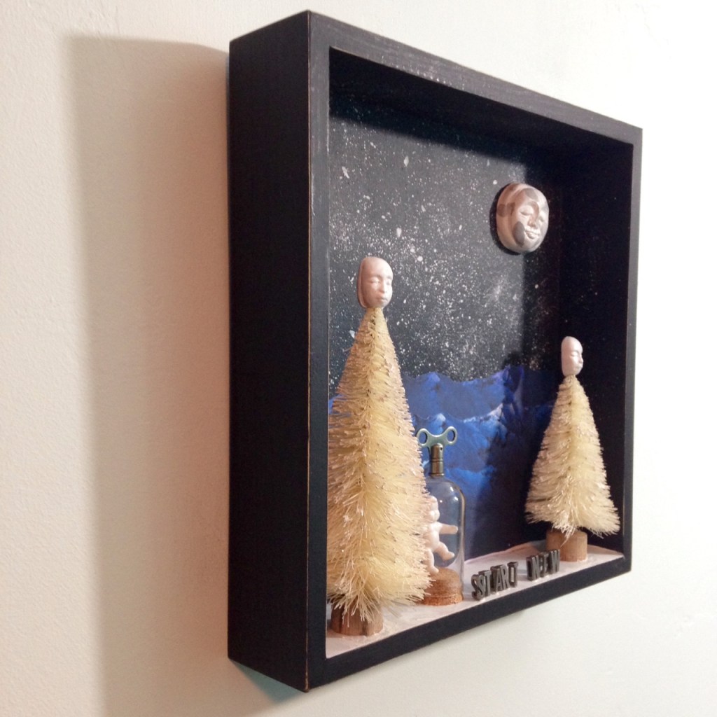 Side-View Start New- Tribute to Joseph Cornell Linda Cleary 2014 Mixed-Media in a Shadow Box