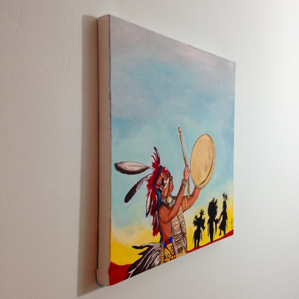 Side-View Navajo Dancers- Tribute to Robert Yellowhair Linda Cleary 2014 Acrylic on Canvas