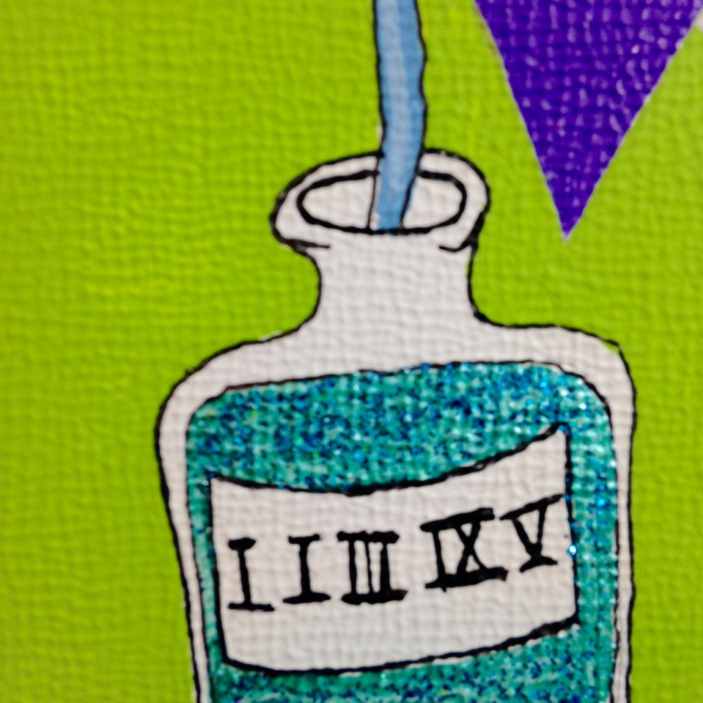 Close-Up 2 Follow Me...- Tribute to Karli Donna Young Linda Cleary 2014 Acrylic, Ink, Glitter on Canvas