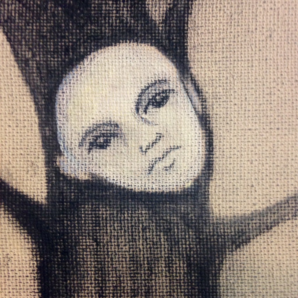 Close-Up 1 Chefs sur Arbres et de Fleurs- Tribute to Odilon Redon Linda Cleary 2014 Charcoal, Ink and Graphite of Canvas