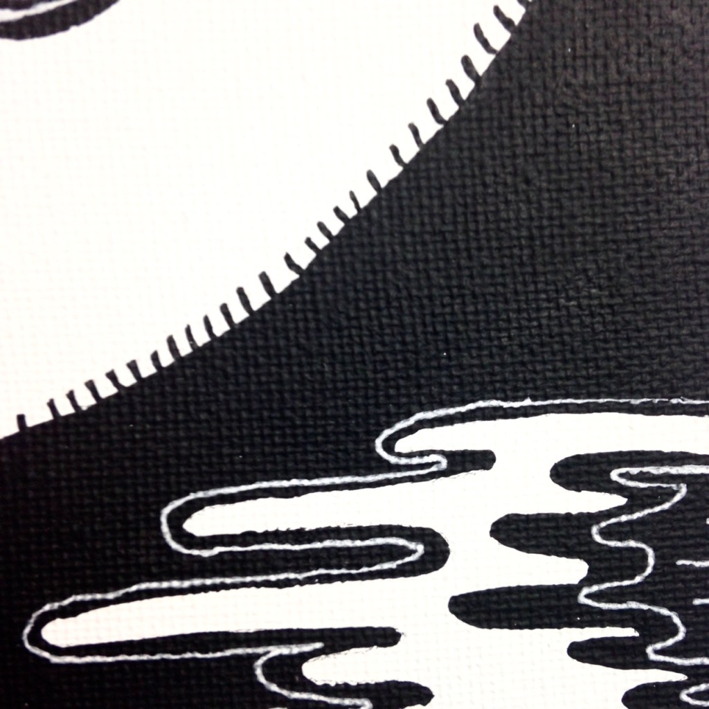 Close-Up 2 Self-Portrait- Tribute to Aubrey Beardsley  Linda Cleary 2014 Acrylic and Pen on Canvas