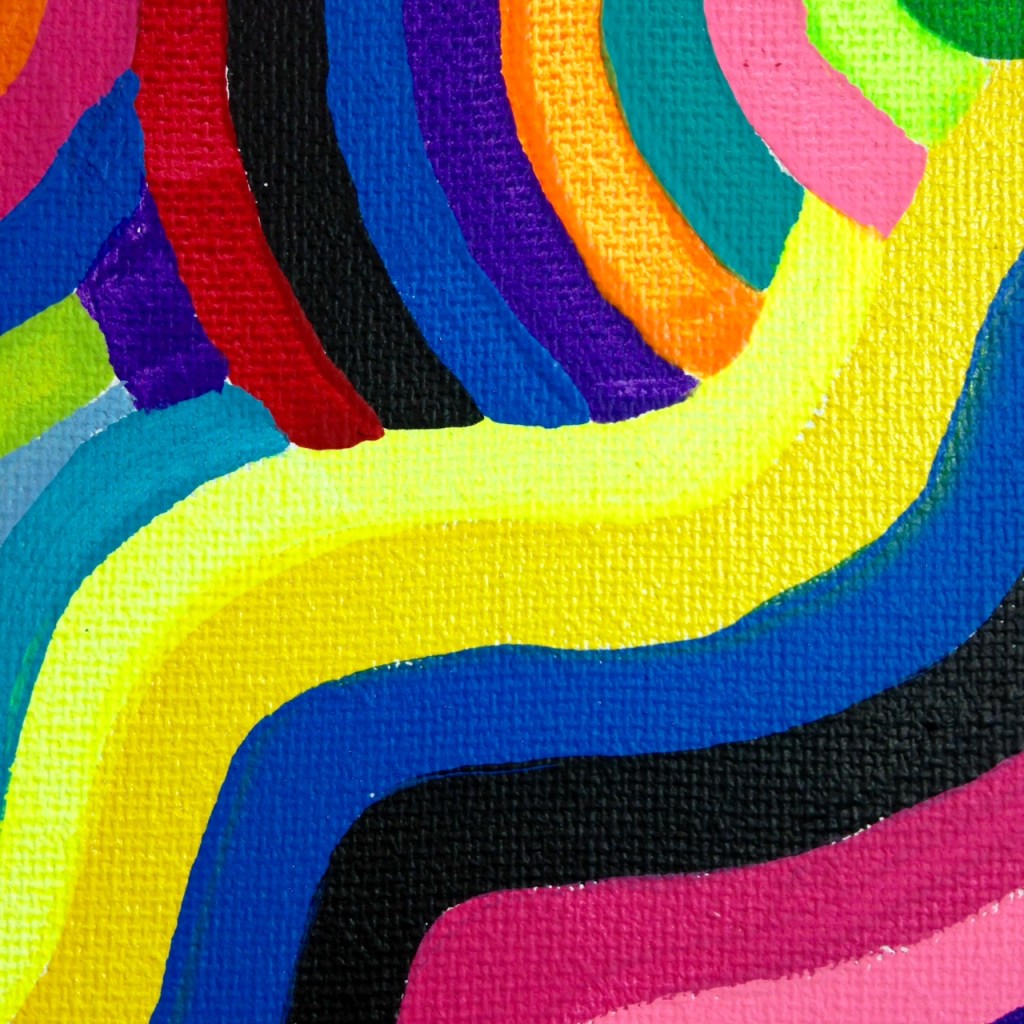 Close-Up 1 Laberinto del Arco Iris- Tribute to Marta Minujin Linda Cleary 2014 Acrylic on Canvas