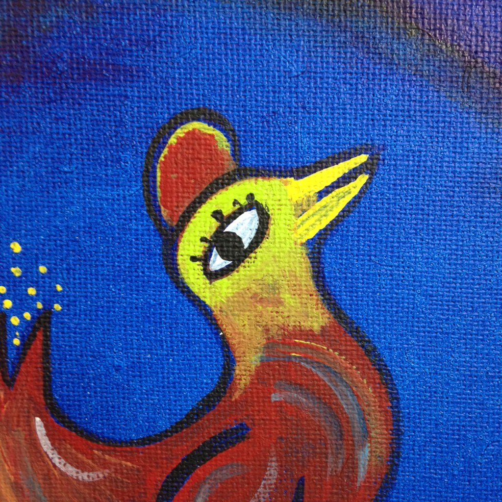 Close-Up 3 Blue Night Flight- Tribute to Marc Chagall Linda Cleary 2014 Acrylic on Canvas