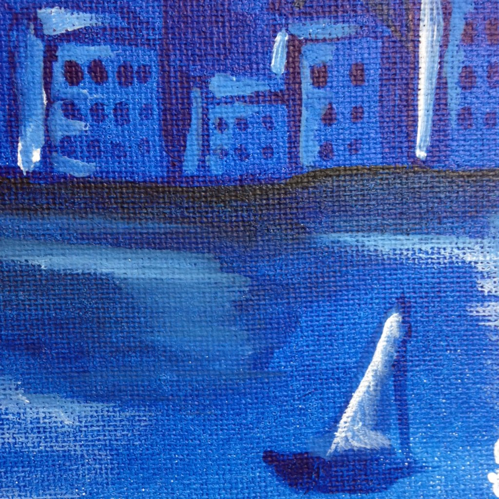 Close-Up 1 Blue Night Flight- Tribute to Marc Chagall Linda Cleary 2014 Acrylic on Canvas