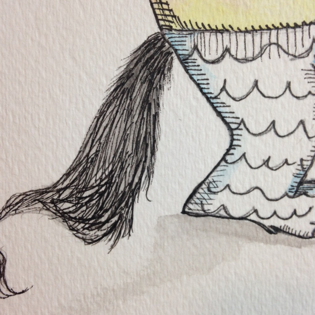 Close-Up 3 Me and my Monster- Tribute to Maurice Sendak Linda Cleary 2014 Watercolor, Pencil & Ink on Paper mounted onto wood panel