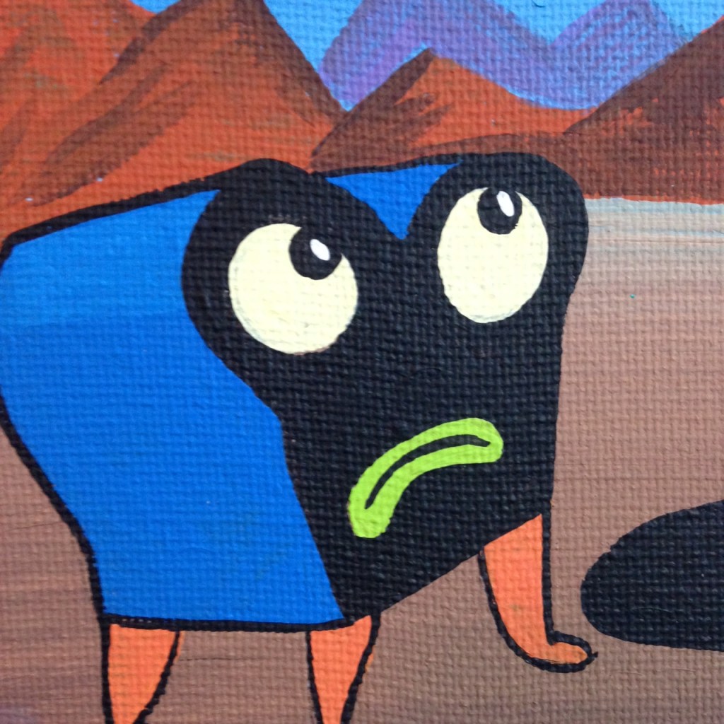 Close-Up 3 The Unexpected- Tribute to Jim Woodring Linda Cleary 2014 Acrylic on Canvas