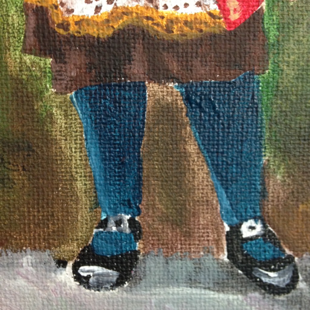 Close-Up 2 Petite Fille dans le Manteau Rouge Chinois- Tribute to Pierre-Auguste Renoir Linda Cleary 2014 Acrylic on Canvas