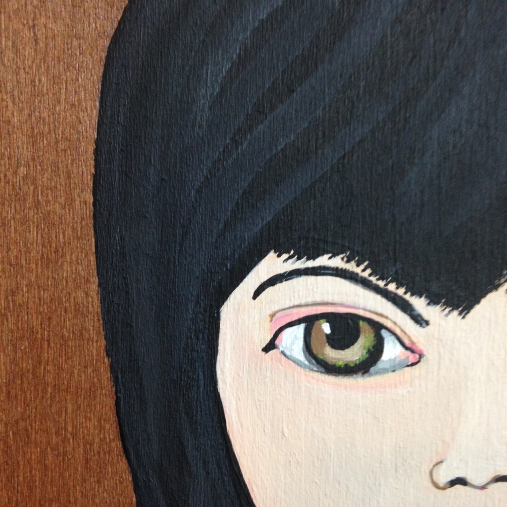 Close-Up 1 Self-Portrait- Tribute to Mark Ryden Linda Cleary 2014 Acrylic on Wood Panel